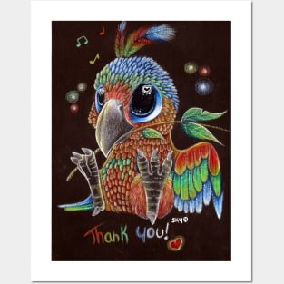 "Thank you" Colorful Parrot Posters and Art